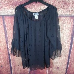 Christian Caliendo black sheer blouse